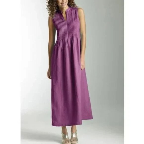 J. JILL 100% LINEN PURPLE SLEEVELESS MAXI DRESS - Picture 1 of 7